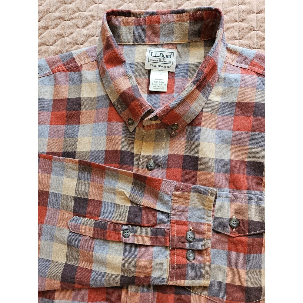LL Bean Traditional Fit Men's Multicolor Long Sleeve 100% Cotton Shirt, Size XXL